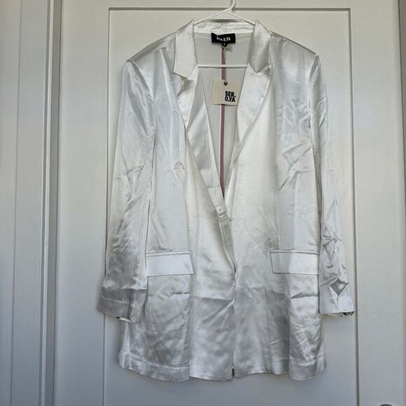 NWT Ser.O.Ya Womens Ronin Jacket White Long Sleeve Oversized Blazer Size Large - Picture 3 of 9